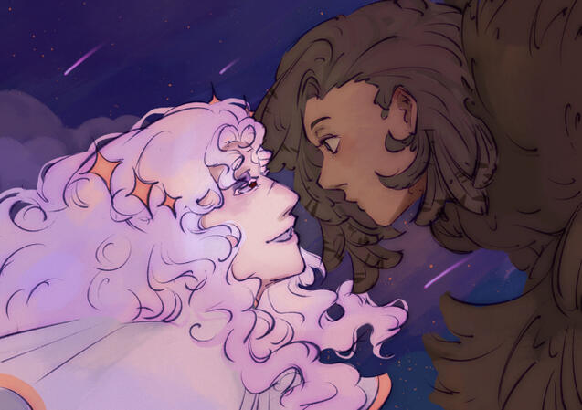 Oc with white hair belongs to cougheingdrops on instagram